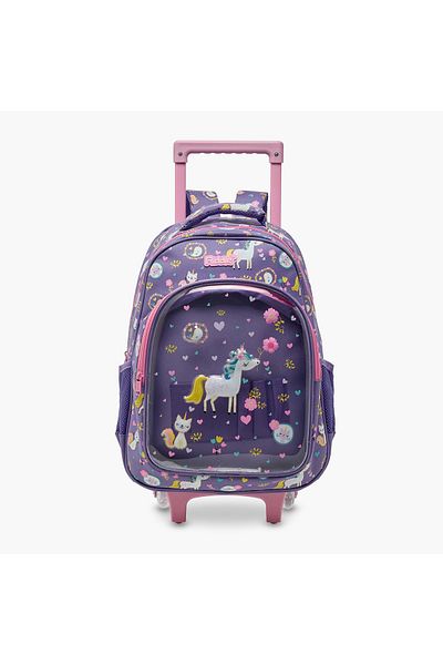 Juniors Unicorn Print Trolley Backpack with Adjustable Straps -16 inches