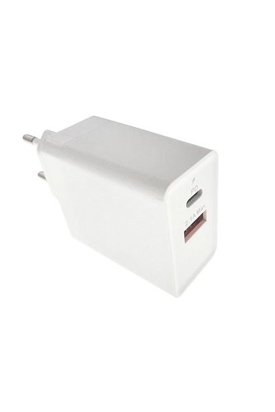 OEM Încărcător rapid de rețea QC 3.0, port USB tip C PD DC 5V - 3.4A și port USB DC 5V - 2.1A, alb