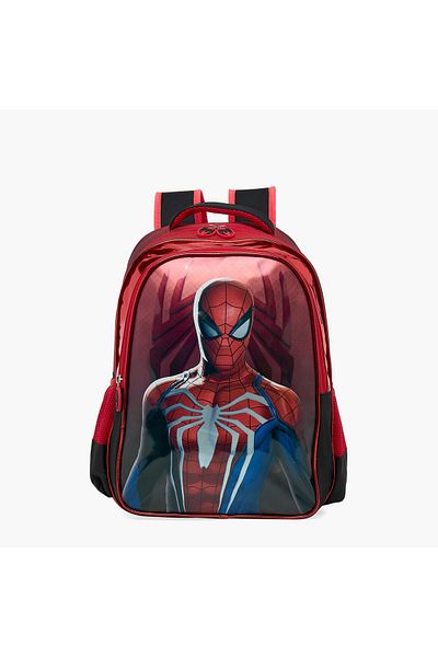 Marvel Spider-Man Print Backpack with Adjustable Straps and Zip Closure - 16 inches