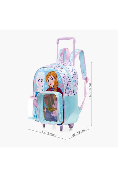 Disney Frozen Print Trolley Backpack with Retractable Handle and Zip Closure - 13 inches