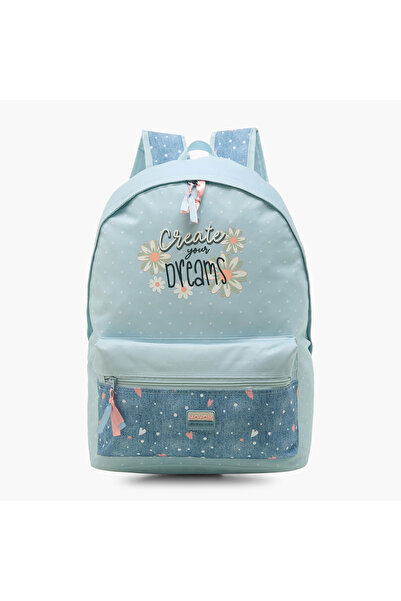 Juniors حقيبة ظهر مطبوعة بأحزمة كتف قابلة للتعديل وسحاب للإغلاق - 16 بوصة