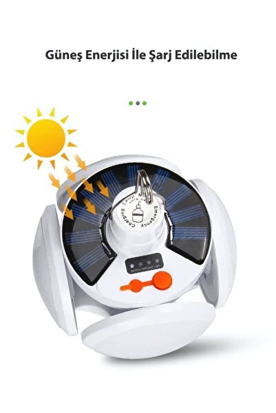 devigo Solar Güneş Enerjili Kamp Lambası Katlanabilir Taşınabilir Solar Bahçe...