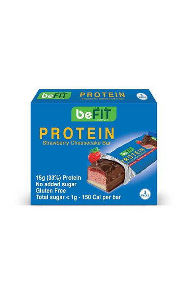 Be Fit beFIT Protein Cake Bar Strawberry Cheesecake - 3pcs Box (135gm)