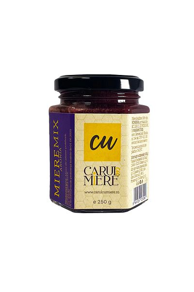 CARUL CU MIERE Honey with Aronia, Bee honey with Aronia 250g, MiereMix, Carul cu Miere