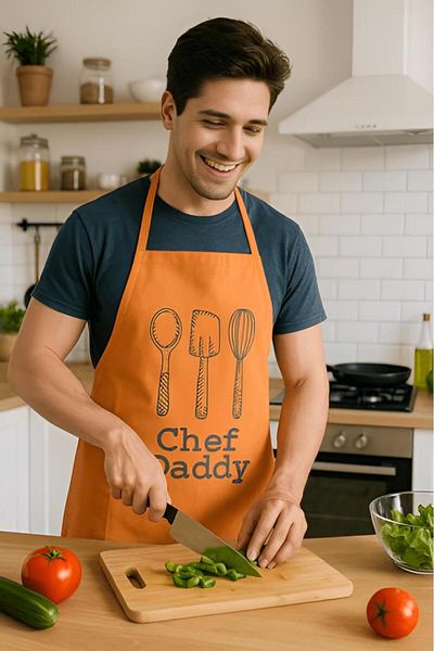 MODALİN Chef Dady Liquid Proof Kitchen Apron Stain Resistant, Liquid Proof, Easy to Clean Apron