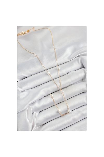 Skygo 316L Steel Pearl Figured Y Model Gold Color Women's Necklace - Tj-Bko10340