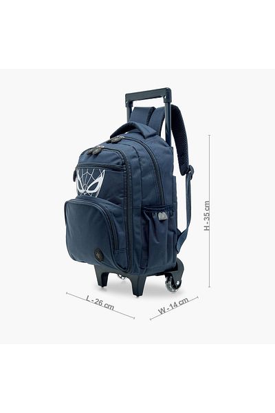 Marvel Spider-Man Print Trolley Backpack with Wheels and Zip Closure - 14 inches
