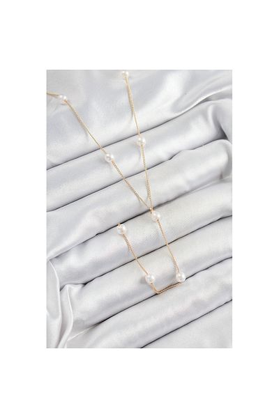 Skygo 316L Steel Pearl Figured Y Model Gold Color Women's Necklace - Tj-Bko10340