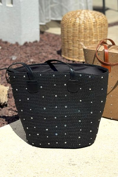 Remsa Mayo Плажна чанта Stoned Straw Bag 2006 Черна