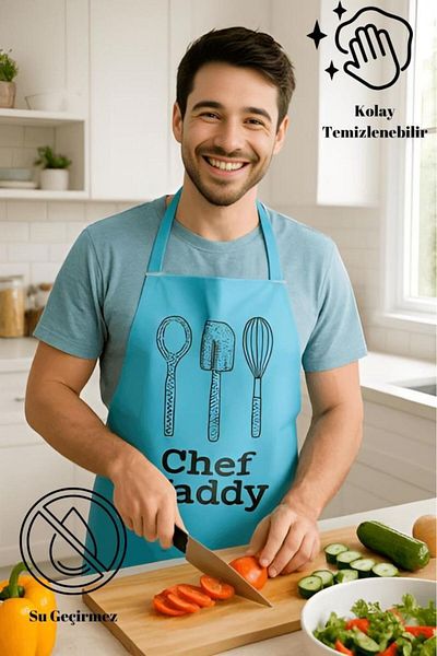 MODALİN Chef Dady Liquid Proof Kitchen Apron Stain Resistant, Liquid Proof, Easy to Clean Apron