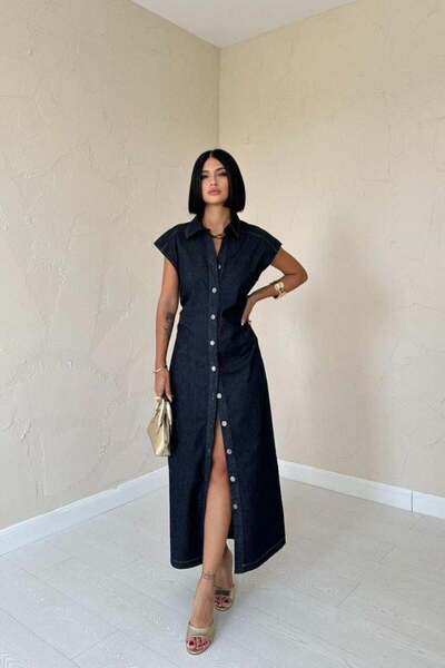 Lady Moss Blue Sleeveless Padded Dress