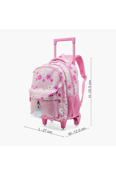 Juniors Floral Print Trolley Backpack with Adjustable Shoulder Straps - 14 inches