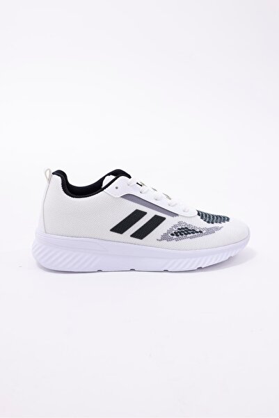 xson Digital Printed Unisex White Gray Black Knitwear Look Poly Sole Casual Sports Shoes