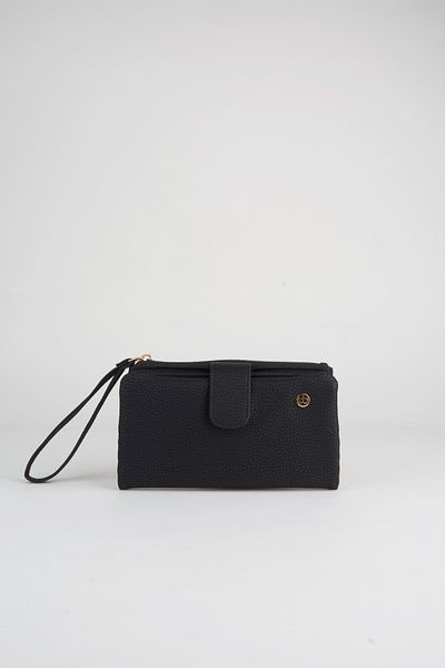 Vivaq Women's Black Large Size 19 Card Holder 4 Compartment Zippered Snap Strap Faux Leather Wallet