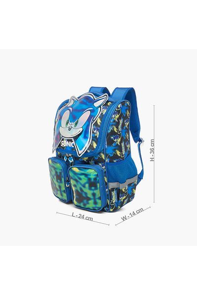 CPLG Sonic the Hedgehog Print Backpack with Adjustable Shoulder Straps and Zip Closure