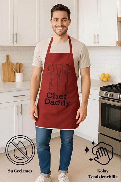 MODALİN Chef Dady Liquid Proof Kitchen Apron Stain Resistant, Liquid Proof, Easy to Clean Apron