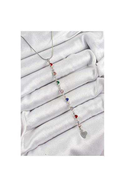Skygo Brass Silver Color Mixed Color Zircon Stone Heart Y Women Necklace - Tj-Bko10338
