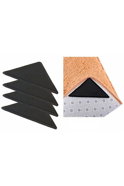 Aptel Set of 8 carpet pads, non-slip, self-adhesive, silicone, black, 15x11x11 cm