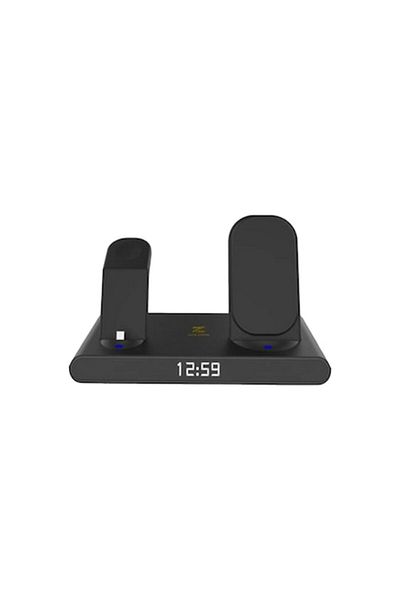 Z Zeleno Încărcător wireless 3 în 1 cu ceas, încărcare rapidă 15W, încărcare rapidă 3.0