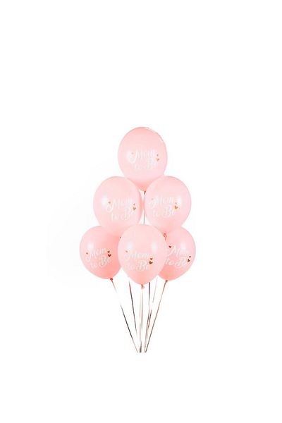 ideal STORE Set of 6 MOM TO BE balloons IdealStore, Size 30 cm, Pink with gold and white Latex balloons