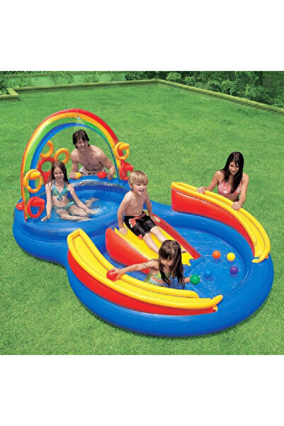Intex Pvc Inflatable Water Slide Rainbow Ring Play Center 197 X 135 X 297 Cm
