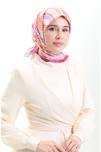 sefamerve Φουλάρι Karaca Rayon 81055-10 Φούξια Πορτοκαλί