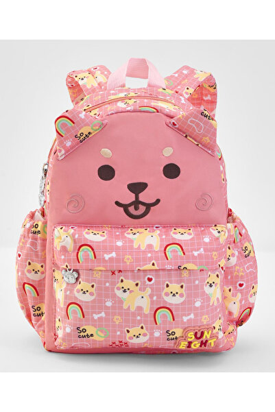 Bonfino Bonfino Puppy Printed Backpack, Adjustable Shoulder Strap, White and ...