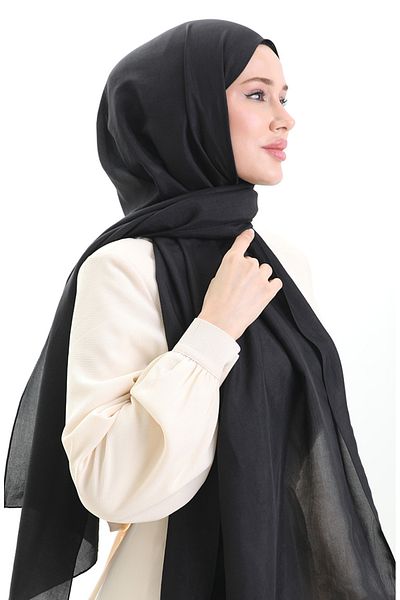 sefamerve Madame Mary Γαλλικό Voile Shawl 19099-01 Μαύρο