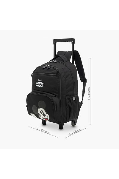 Disney Mickey Mouse Print Trolley Backpack with Retractable Handle and Wheels - 16-inches
