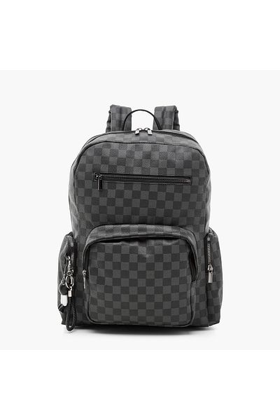 Juniors Checked Backpack with Adjustable Shoulder Straps and Zip Closure - 17 inches
