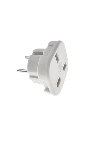 flores UK plug to Europe plug adapter, slim, white