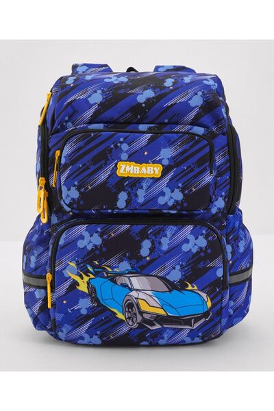 Bonfino Bonfino School Bag Car Themed, Padded Straps, Chest Strap, Dual Bottl...