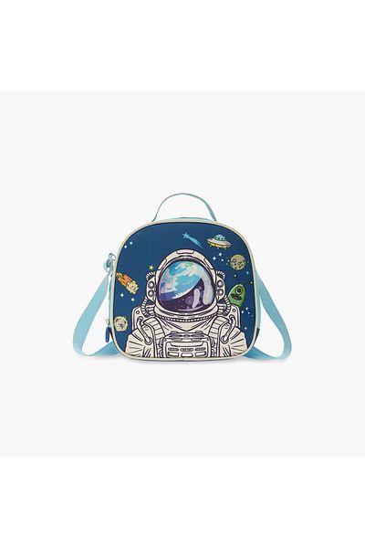 Juniors Space Print Lunch Bag with Adjustable Strap and Zip Closure