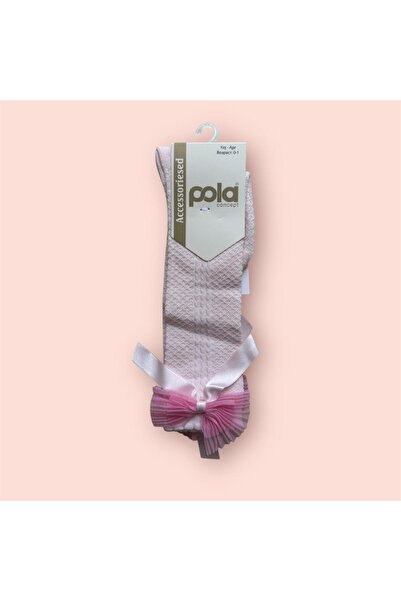 Pola Детски памучни чорапи до коляното с шарка, розови, № 2