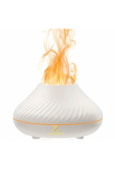 Z Zeleno Umidificator cu difuzor de uleiuri esențiale, design cu LED-uri cu flacără, 130 ml, negru, include ulei esențial
