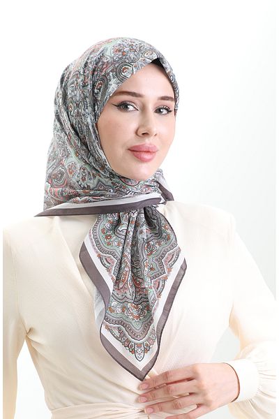sefamerve Μαλακό κασκόλ Ethnic Pattern 90201-05 Mink Çağla Green