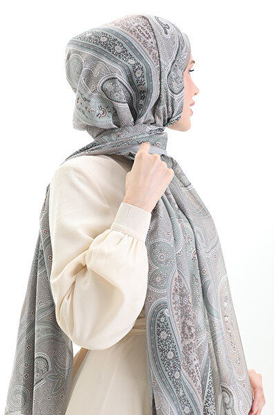 sefamerve Σάλι από βαμβάκι με σχέδιο Karaca 82001-13 Πράσινο Χώμα