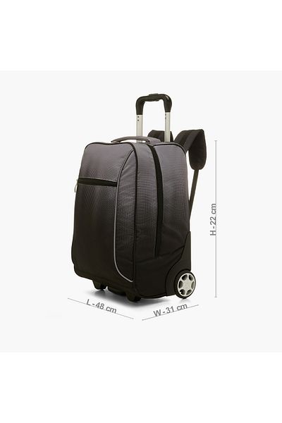 Juniors Textured Trolley Backpack with Wheels and Zip Closure - 16 inches