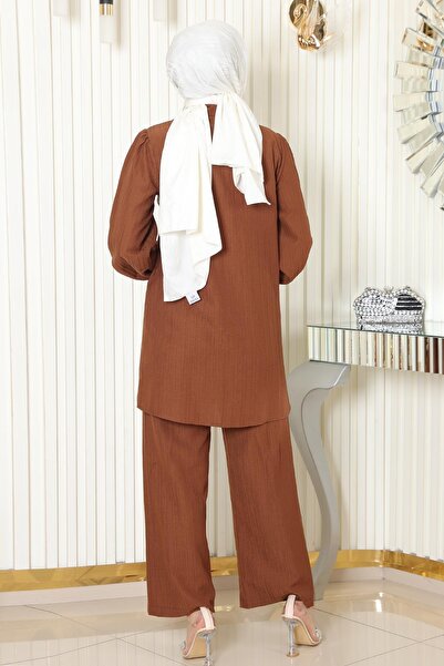Missvalle Stone Detailed Suit Brown Msw19195