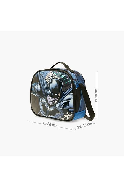 Warner Bros Batman Print Lunch Bag with Zip Closure