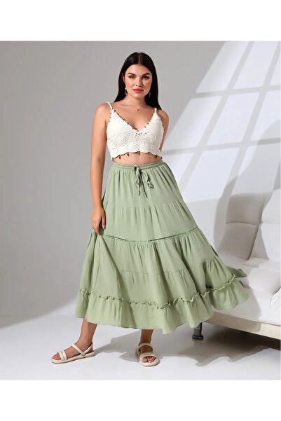 Genel Markalar Kat Kat Dantel Detay Krinkıl Etek