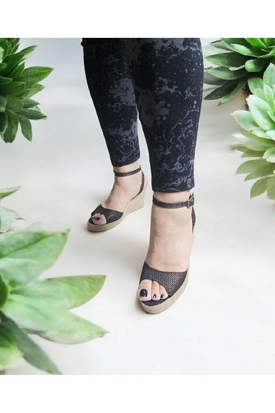 GokceKundura06 Zilnic, elegante și confortabile, sandale din in, cu talpă de paie, 8 cm. Toc