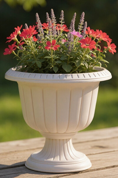 Bliss Dekoratif Ayaklı Nergiz Saksı Plastik Çiçek Bahçe Ve Salon Saksısı