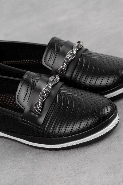 Elit 214 Black Stone Detailed Comfortable Daily Women's Shoes