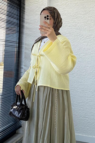 MELEK ARAZ Summer Lined Voile Skirt -Khaki