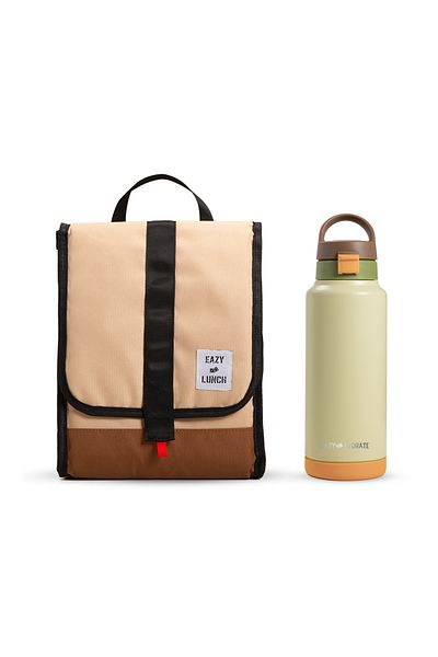 Eazy Kids Vacuum Insulated Water Bottle w/ Lunch Bag-Refresh, 950ml Green