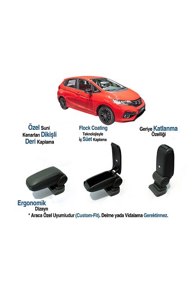 TUNAX OTO Fit/Jazz Car-Specific Armrest Armrest Without Screw for 2014 2015 2016 2017 2018 2019 2020