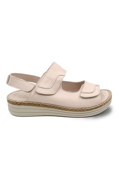 Cristante Zappella Women's Beige Orthopedic Genuine Leather Sandals – Comfortable Anatomical Sole Velcro Summer Sandals