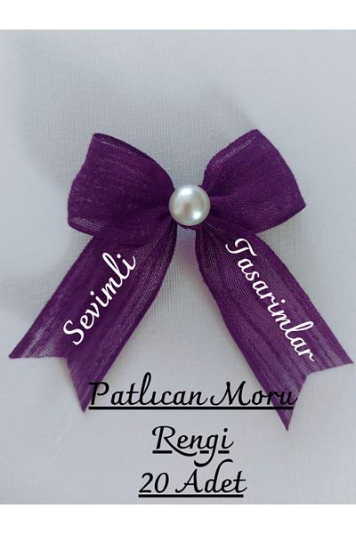 SEVİMLİ TASARİMLAR Ready Bow Pearl Detailed Naples Linen Ribbon (20 Pcs)