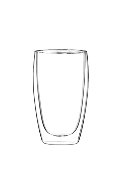 RAHEL Double-walled glass cup, heat-resistant, with modern design, capacity 450 ml